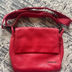 Mandarina Duck Red Leather Messenger Bag
